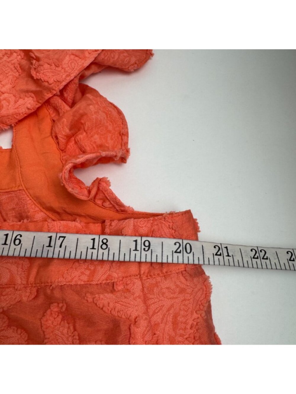 by Anthropologie Amber Ruffled Tank Top Coral Lrg Petite Flutter Sleeve Textured - Picture 6 of 11